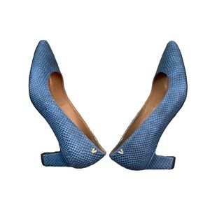 Vionic Mia Heels Blue Snakeskin Pattern Size 8 EUC